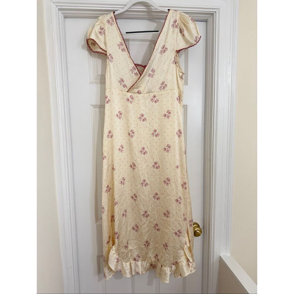 Free People Haven Embroidered Lace Trim Satin Midi Dress - Picture 7 of 11